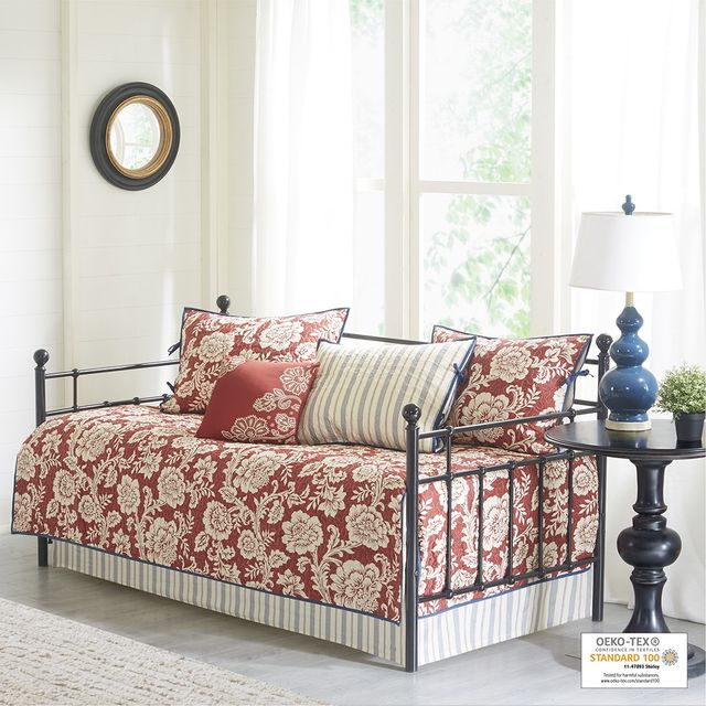 Olliix by Madison Park 6 Piece Red Lucy Twill Reversible Daybed Set-1