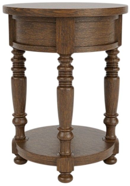 Riverside Furniture Eastlake Whiskey Oak Round Chairside Table-2