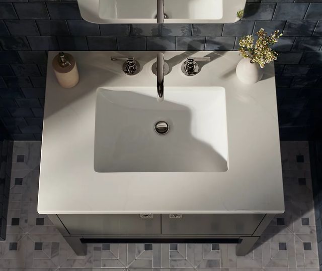 KOHLER® Castia™ Vibrant Brushed Moderne Brass 0.5 GM Widespread Bathroom Sink Faucet-3