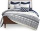 Olliix by INK+IVY Navy King/California King Mila Cotton Printed Duvet Cover Set-0