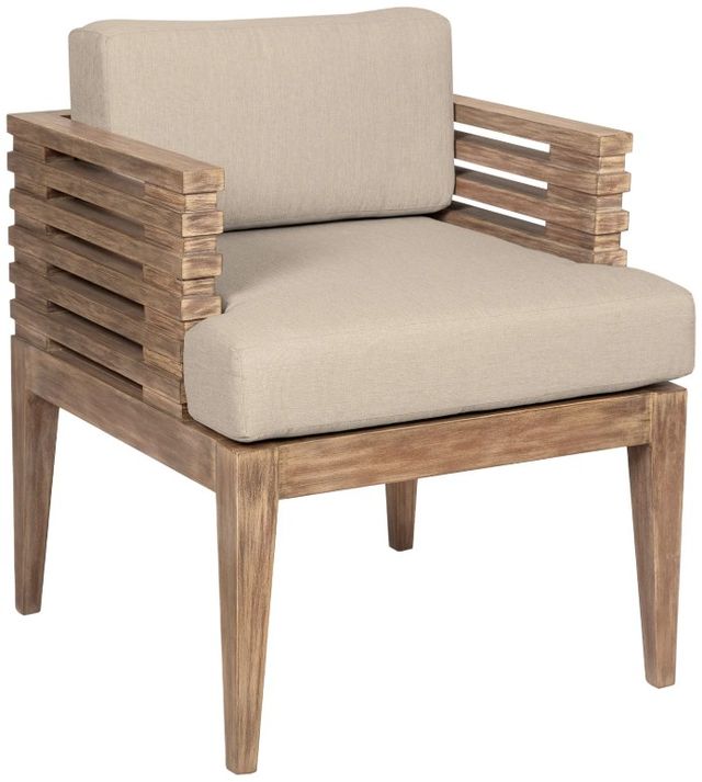Armen Living Vivid Brown/Taupe Eucalyptus/Olefin Outdoor Dining Chair-0