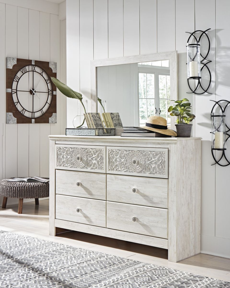 Signature Design by Ashley Paxberry 3 Piece Whitewash King Panel Bed Set Mattress Barn Marshall MN