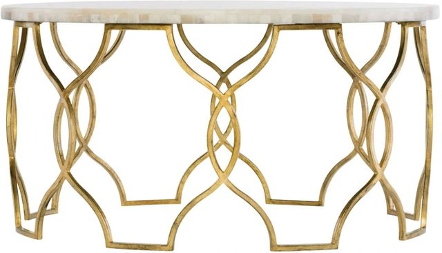 Hooker® Furniture Melange Corrina White Onyx Cocktail Table with Gold Leaf Base-0