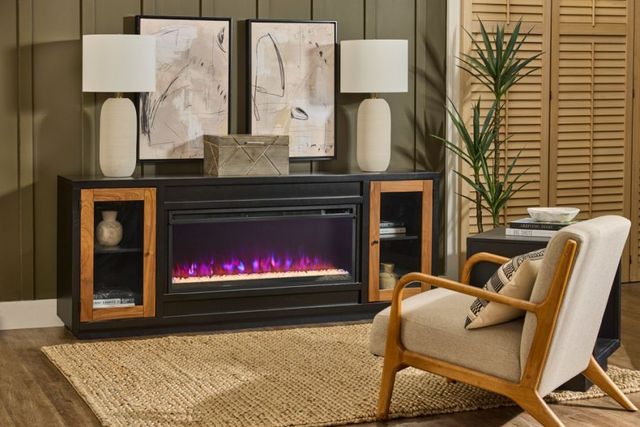 aspenhome® Chelsea Black 82" Fireplace Console-1