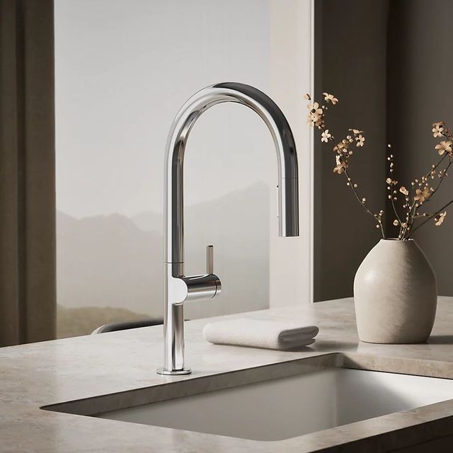 KOHLER® Components® Polished Chrome Touchless Pull-Down Kitchen Sink Faucet with Two-Function Sprayhead -1