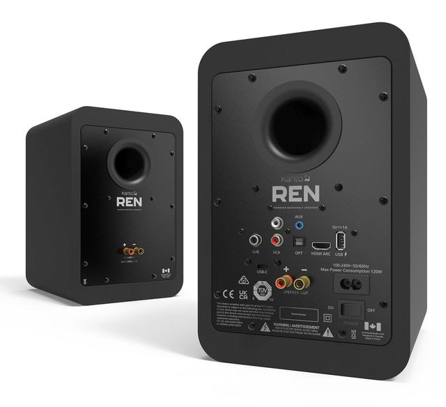 Kanto REN 5.25" Matte Black Bookshelf Speakers (Pair)-2