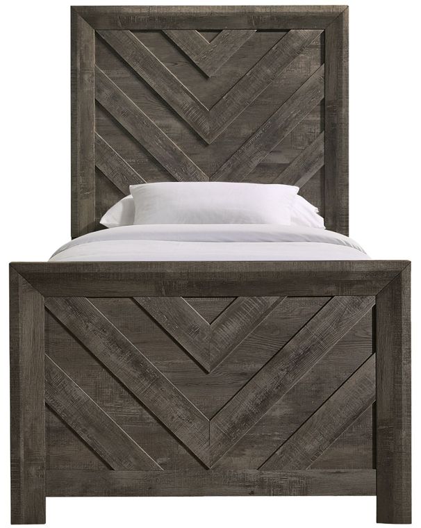 Elements International Eleanor Mocha Gray Twin Panel Bed-3