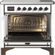 Ilve® Majestic III 36" White Pro Style Induction Range with Solid Door and Burnished Trim-1
