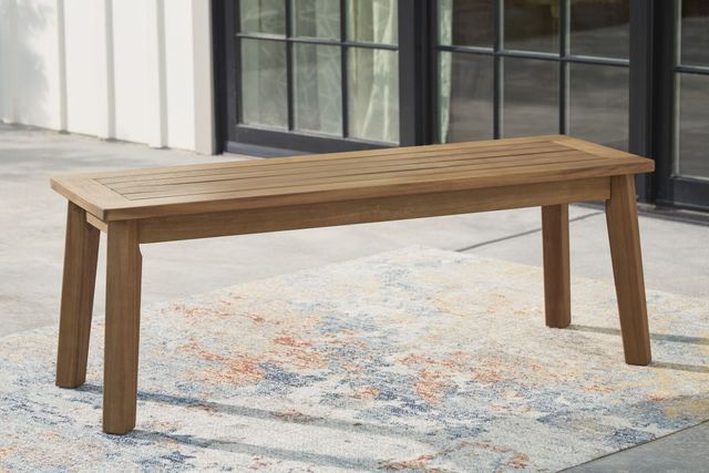 Signature Design by Ashley® Janiyah Light Brown Wooden Outdoor Dining Bench-3