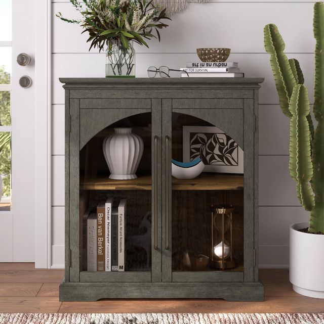 Jofran Inc. Archdale Gray 2-Door Gothic Arch Accent Cabinet-1