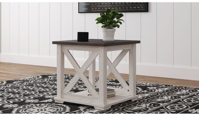 Signature Design by Ashley® Dorrinson  Gray Square End Table with Antique White Base-4
