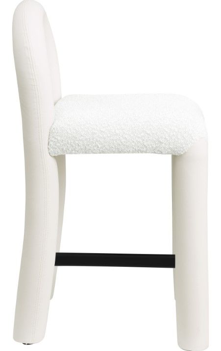 Meridian Furniture Amari Cream Boucle/Vegan Leather Upholstered Counter Stool-2