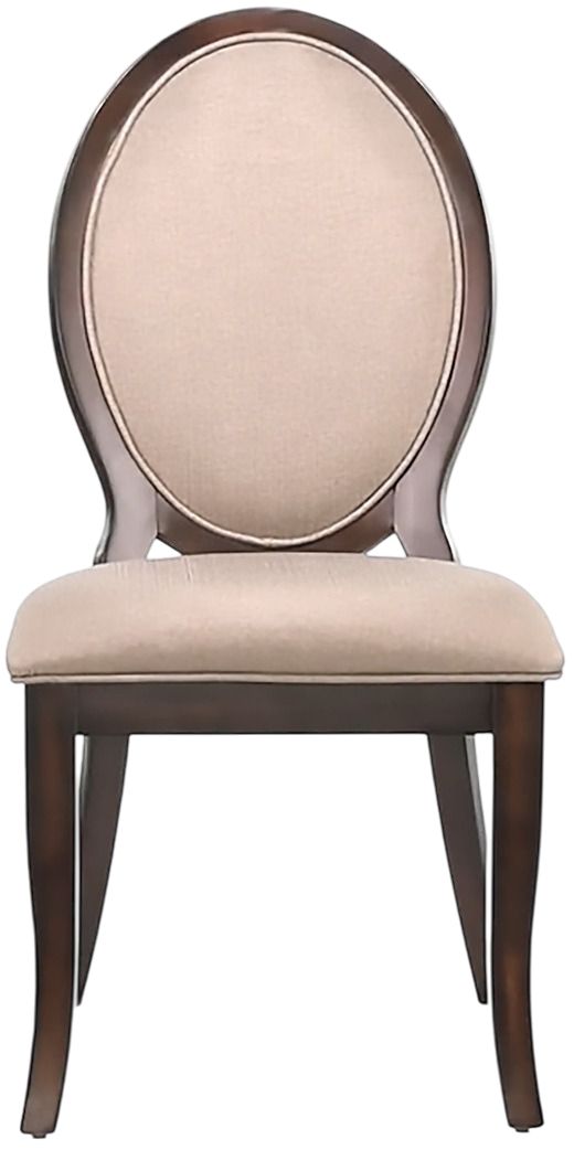 Mazin Furniture Delavan Cherry Brown/Neutral Side Chair with Oval Back-1