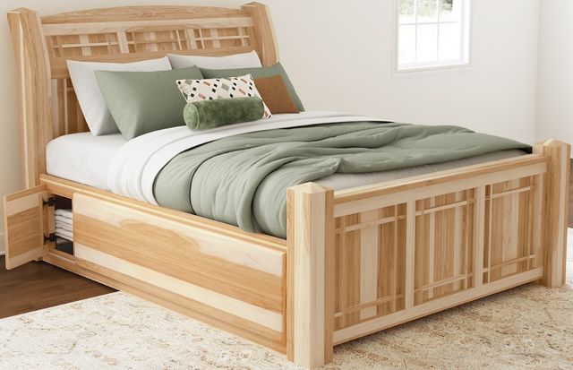 A-America® Amish Highlands Natural Queen Arch Panel Storage Bed-2