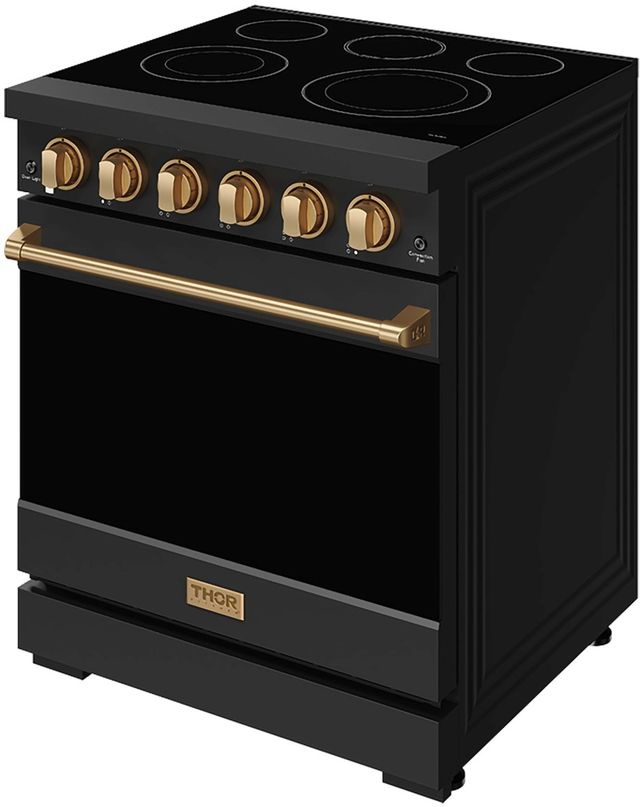 Thor Kitchen 30" Black Pro Style Electric Range with Precision Knob Control & Bronze Hardware-3