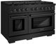 ZLINE 48" Black Stainless Steel Pro Style Gas Range with 8 Brass Burners-2