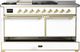 Ilve® Majestic III 60'' White Pro Style Dual Fuel Liquid Propane Range with Solid Door and Brass Trim-4