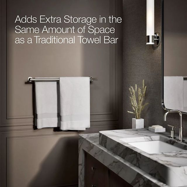 KOHLER® Purist® Vibrant Polished Nickel 24" Double Towel Bar-3