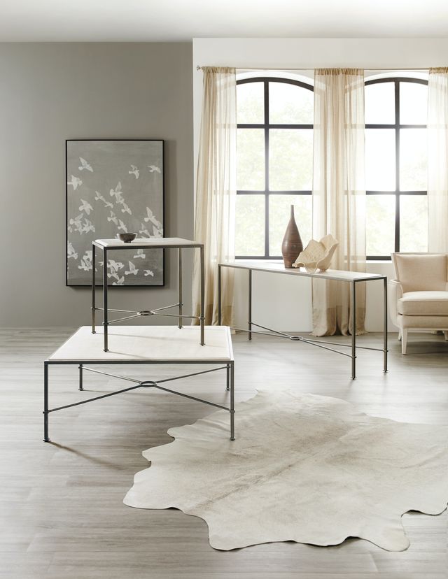 Hooker® Furniture Melange Creamy Beige Cocktail Table with Dark Charcoal Base-1