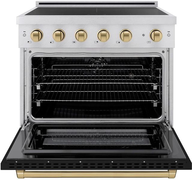 ZLINE Autograph Edition Paramount 36" Satin Stainless Steel Pro Style Induction Range with Black Matte Door and Champagne Bronze Accents-1