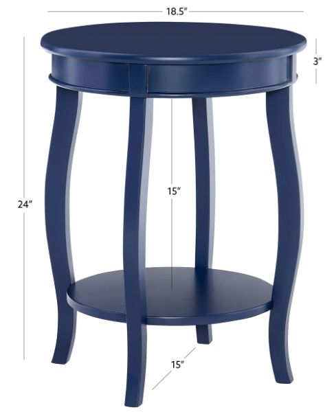 Powell® Rainbow Navy Blue Round Side Table-3