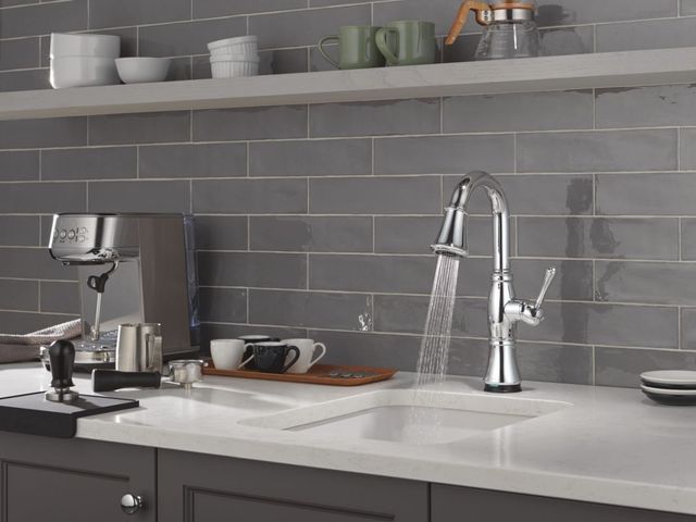 Delta Cassidy®  Lumicoat® Chrome Touch2O® Bar/Preparation Kitchen Faucet with Touchless Technology-3