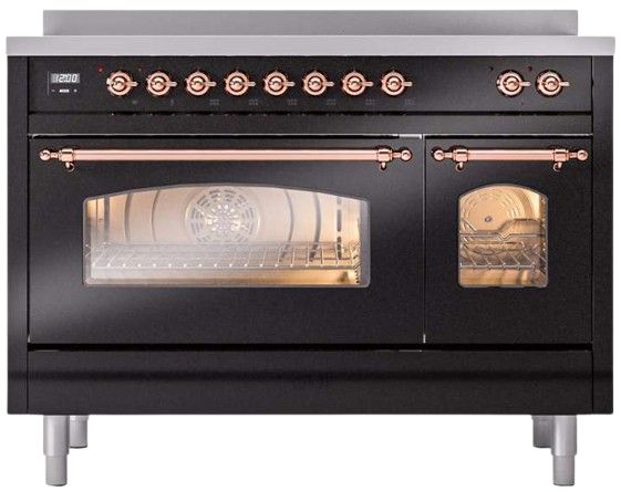 Ilve® Nostalgie II Series 48" Glossy Black Pro Style Induction Range-3
