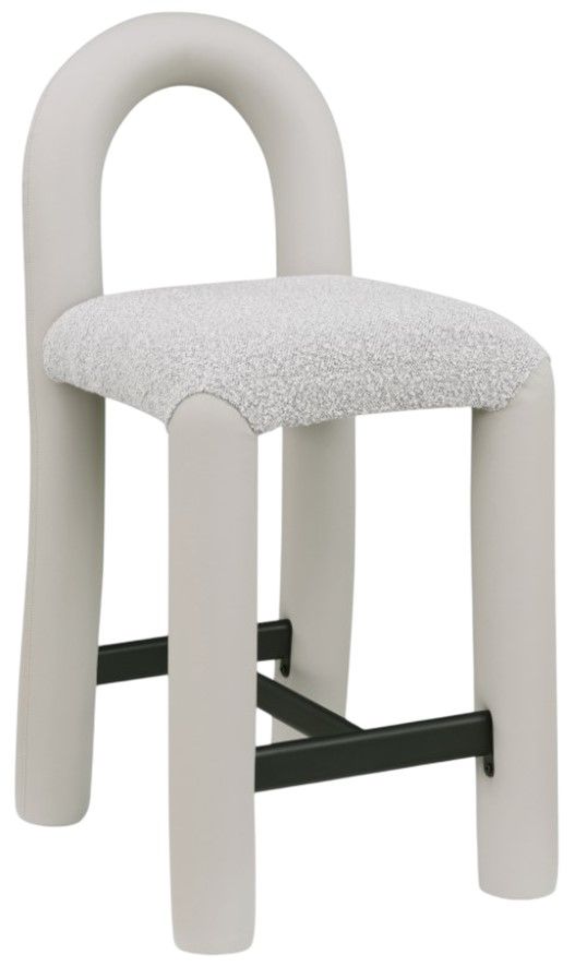 Meridian Furniture Amari Cream/Taupe Leather Upholstered Counter Stool-0