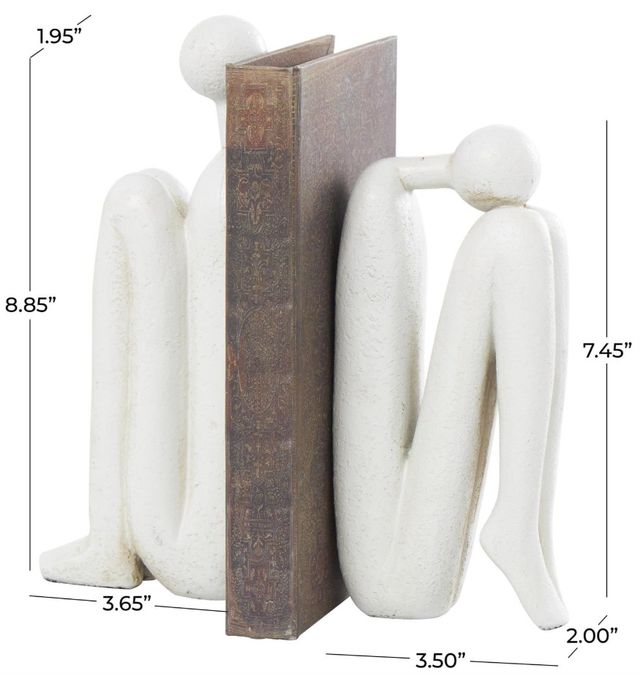Deco Marche 2-Piece White Polystone People Decorative Bookends Set-3