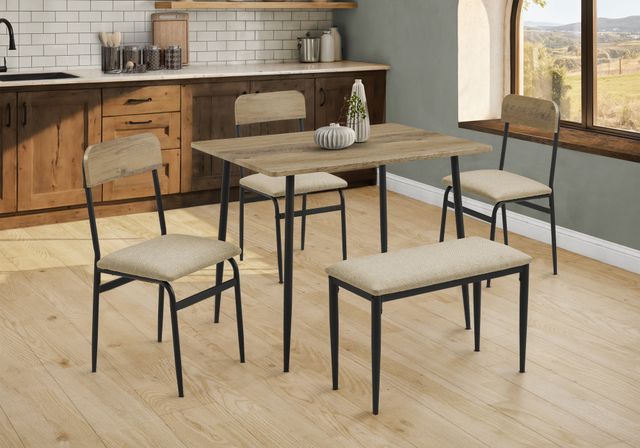 Monarch Specialties Inc. 5-Piece Rustic Oak Dining Set with Black Metal Legs-1