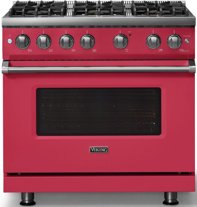 Viking® 5 Series 36" Valentine Pro Style Gas (LP) Range with Polished Chrome Trim-3