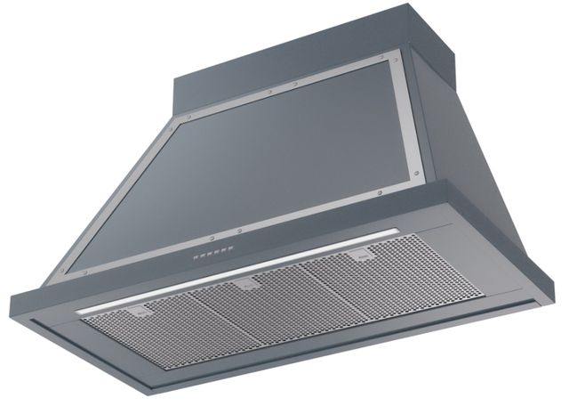 Ilve® Nostalgie II Noblesse 40'' Blue Gray Wall Mounted Range Hood with Chrome Trim-1