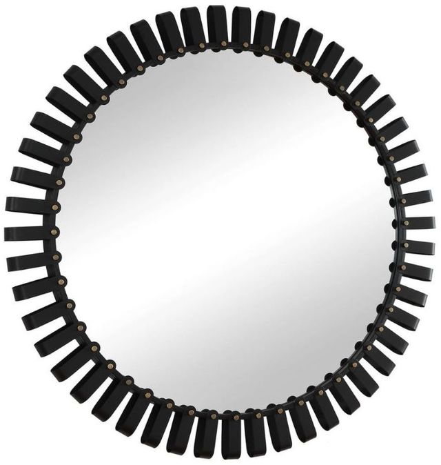 Uttermost® Jael Satin Black Round Iron Bands Mirror-3