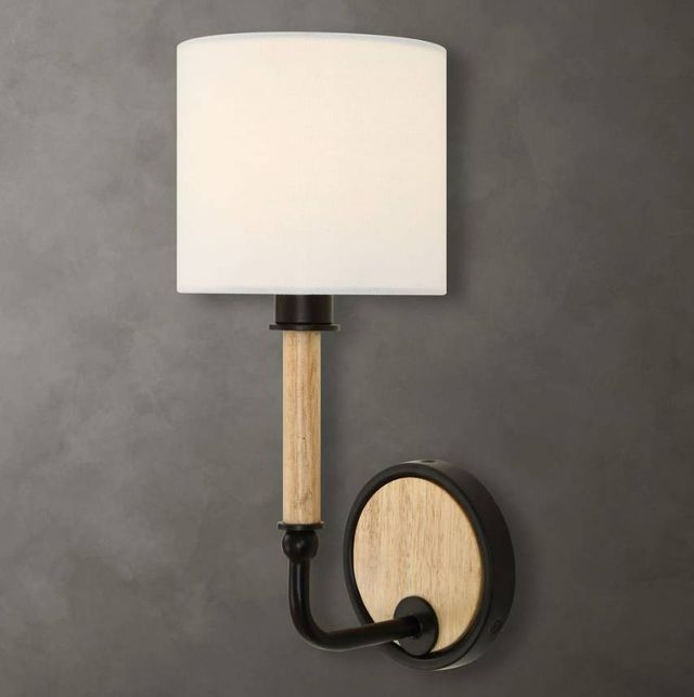 Uttermost® Franconia Blond Wood/Matte Black Sconce-1