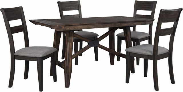 Liberty Furniture Double Bridge 5-Piece Dark Chestnut/Gray Trestle Table Set-0