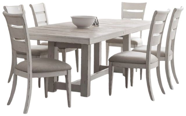 Liberty Furniture Backroads 7-Piece Parchment/Weathered White Trestle Dining Set-0