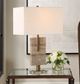 Uttermost® Turning Point Brass Travertine Table Lamp-1