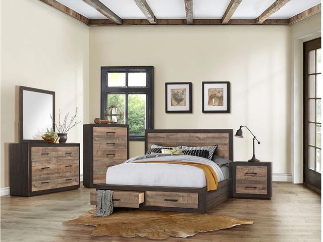 Homelegance® Miter Dark Ebony/Rustic Mahogany Eastern King Storage Platform Bed-3