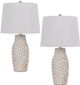 Cal® Lighting & Accessories Elmira 2-Piece White Clay Table Lamp Set-0