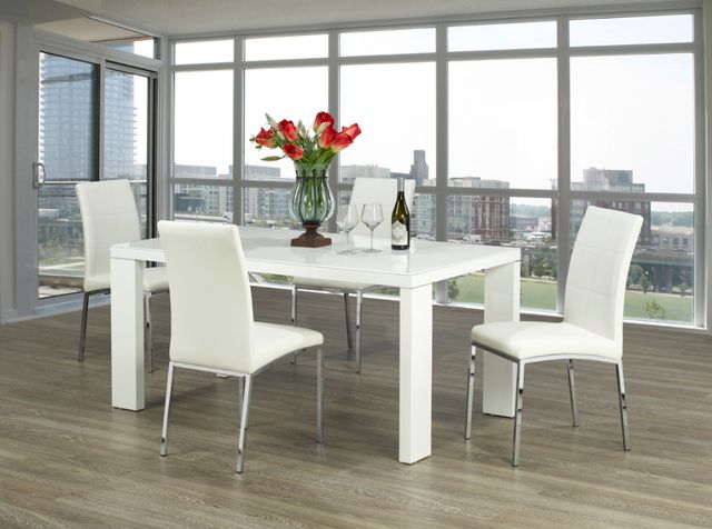 Mazin Furniture Peyton Chrome/White Side Dining Chair-3