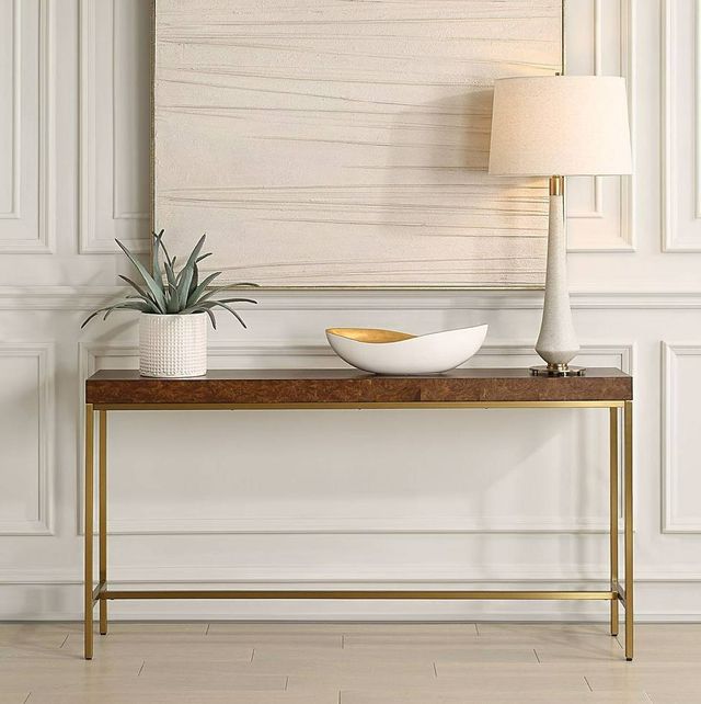 Uttermost® Moran Brown Console Table with Gold-Plated Frame-1