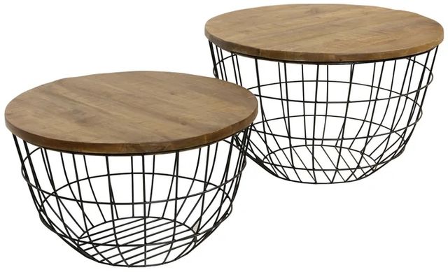 Stylecraft 2-Piece Black/Brown Nested Coffee Table Set-0