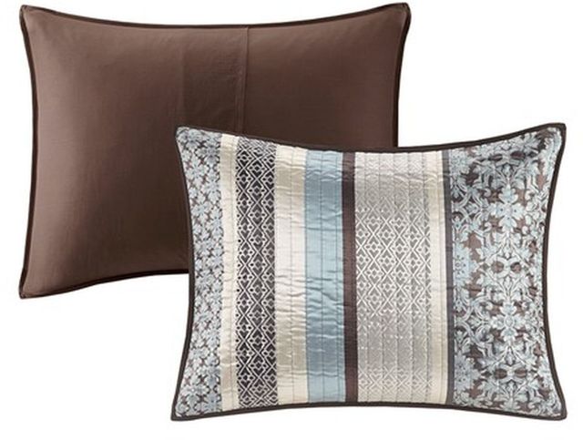 Olliix by Madison Park Blue King/California King Princeton 5 Piece Reversible Jacquard Coverlet Set-2