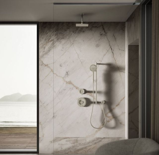 KOHLER® Contemporary Vibrant Brushed Nickel 2.5 GPM Square 8" Single-Function Rainhead-2