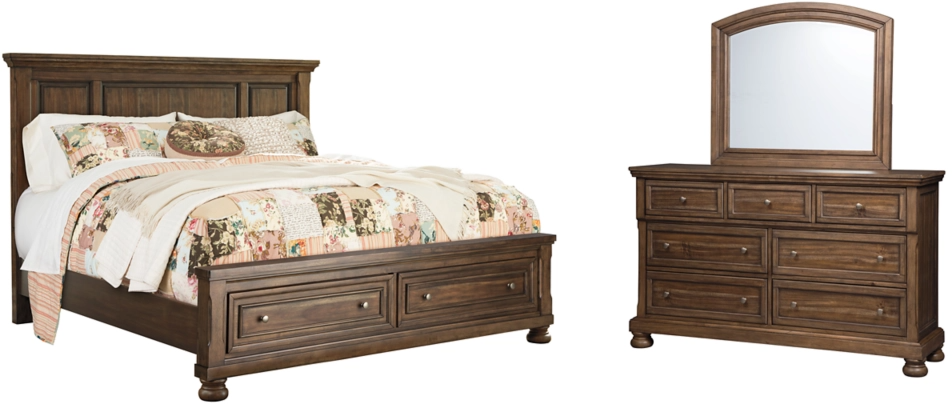 Signature Design by Ashley® Flynnter 3-Piece Medium Brown California King Panel Bed with 3 Storage Set