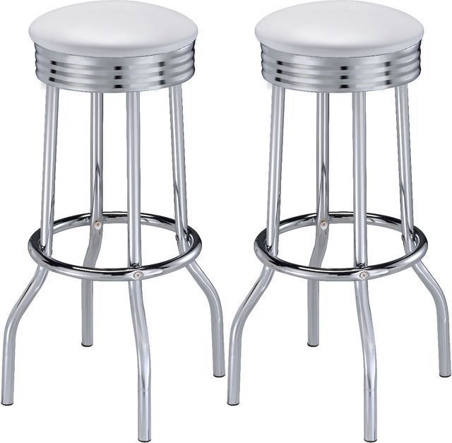 Coaster® Theodore 2-Piece White/Chrome Soda Fountain Bar Stools-0