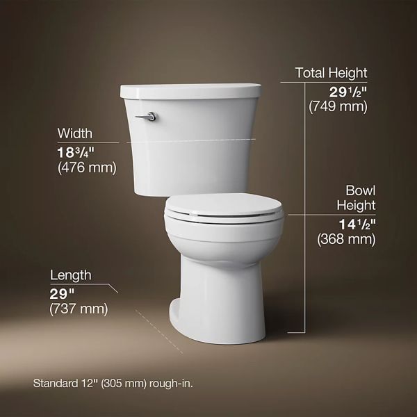 KOHLER® Kingston™ White Toilet, 1.28 Gpf-4