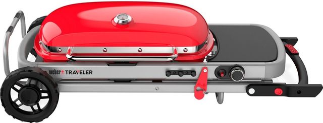 Weber® Traveler 1-Burner Red Portable Liquid Propane Grill-3