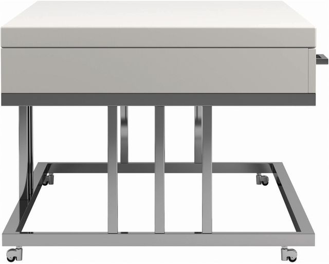 Coaster® Dalya Glossy White Two Drawers Rectangular Coffee Table with Chrome Base-2