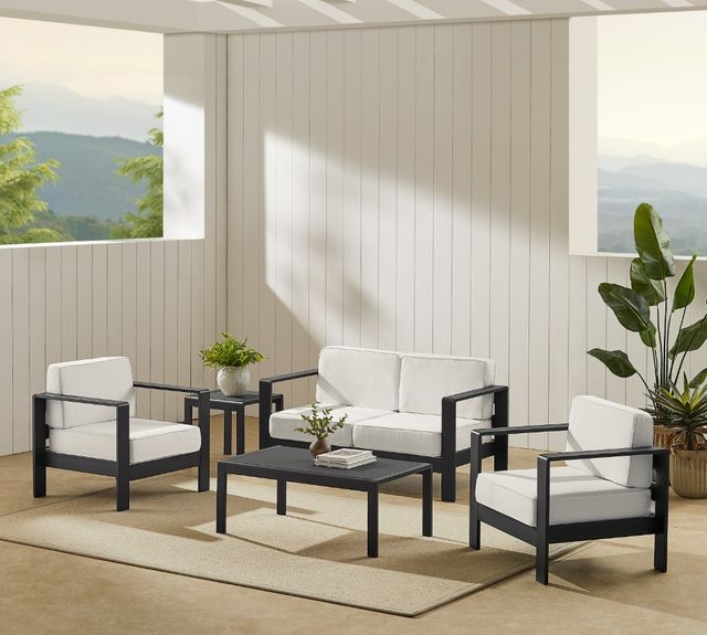 Linon Key 5-Piece Black/White Aluminum/Fabric Outdoor Conversation Set-1